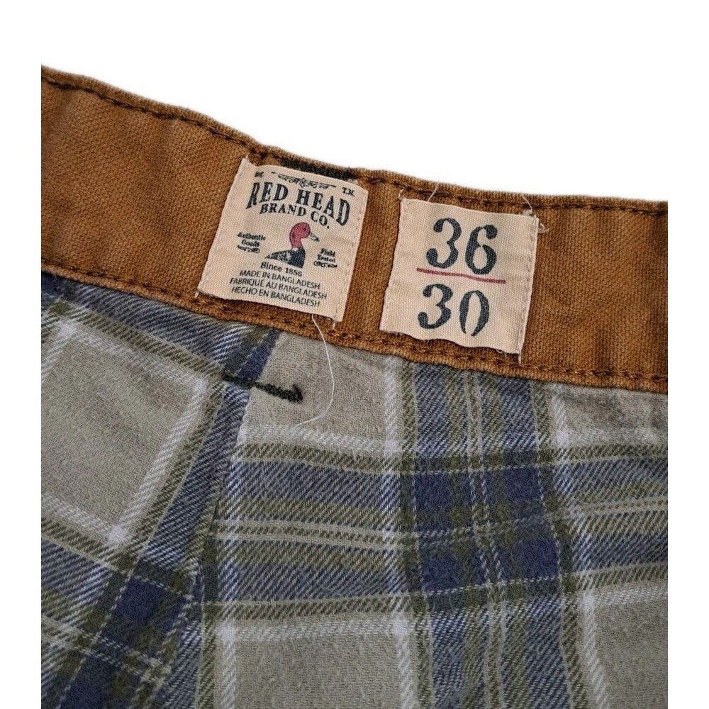 Red Head Men's 36x30 Flannel Lined Carpenter Cargo Pants Utility Canvas Work - Picture 3 of 9